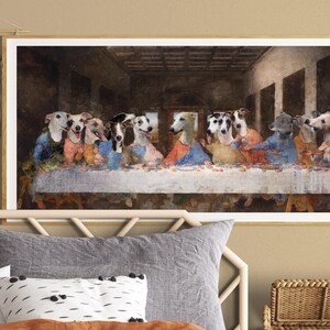 Retrato real personalizado de perro Whippet de la Última Cena, Retratos de perros reales, Retrato real personalizado de mascota, Arte canino regio imagen 13