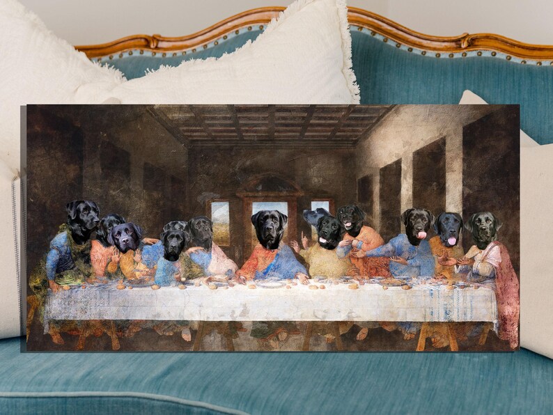 Black Labrador Last Supper Art: Renaissance Dog Canvas Print (Limited Edition), Personalized Pet Portrait image 8