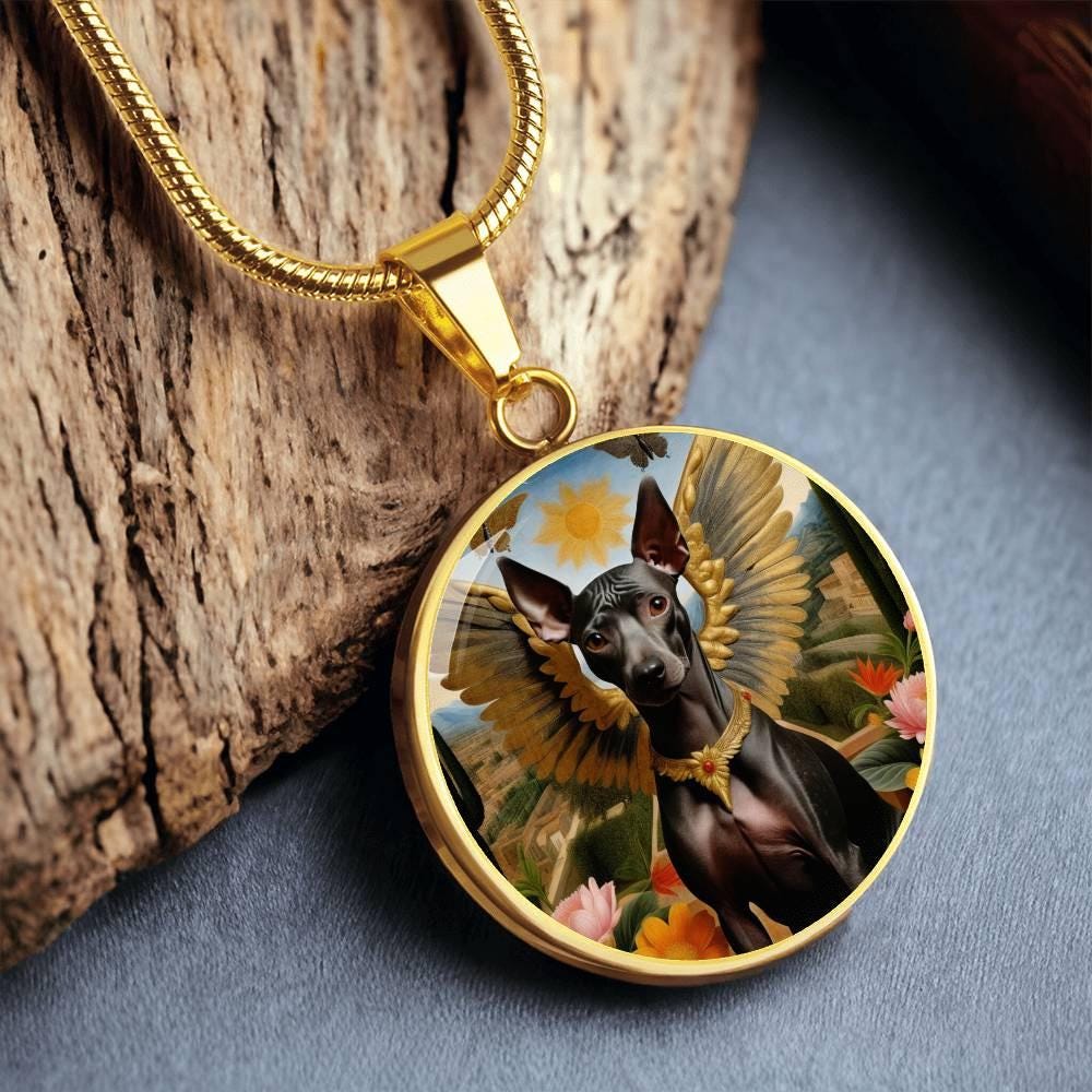 ショロイツクイントリの天使のネックレス：パーソナライズされた犬の