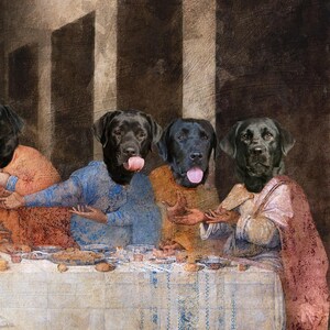 Black Labrador Last Supper Art: Renaissance Dog Canvas Print (Limited Edition), Personalized Pet Portrait image 3