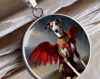 Collar personalizado con ángel Whippet – Joyería conmemorativa personalizada para mascotas – Colgante con retrato de perro grabado