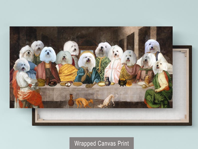 Coton de Tulear Dog Last Supper Art: Renaissance Masterpiece Print, Personalized Pet Portrait image 8