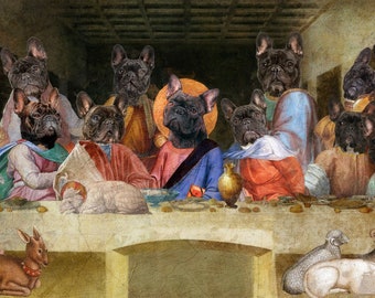 French Bulldog Last Supper Art: Renaissance Canvas Print