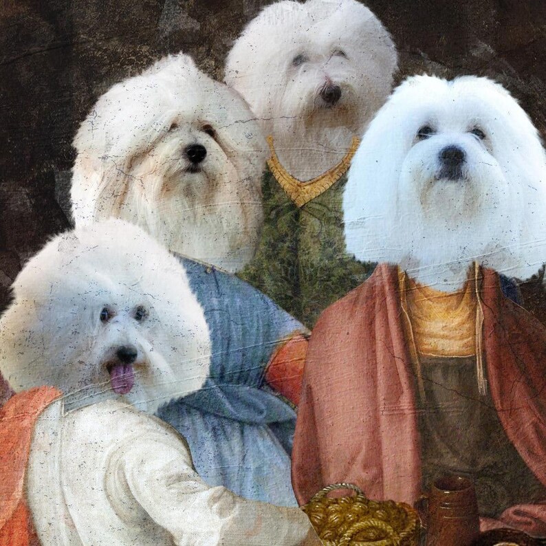 Coton de Tulear Dog Last Supper Art: Renaissance Masterpiece Print, Personalized Pet Portrait image 5