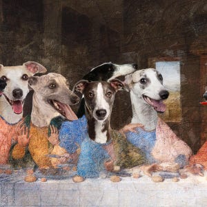 Retrato real personalizado de perro Whippet de la Última Cena, Retratos de perros reales, Retrato real personalizado de mascota, Arte canino regio imagen 10
