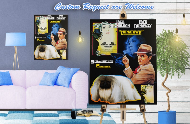 Pekingese Art Chinatown Movie Poster Print Pelchie Gifts by Nobility Dogs