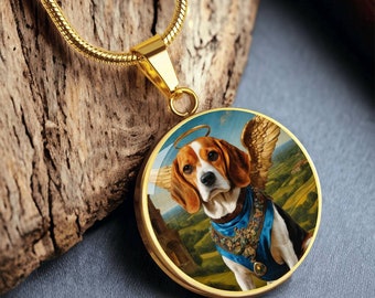 Beagle Necklace Angel, Personalized with Engrave Option, Dog Gifts, Dog Angel Pendant, Custom Dog Memorial Jewelry