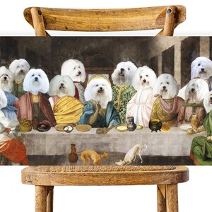 Coton de Tulear Dog Last Supper Art: Renaissance Masterpiece Print, Personalized Pet Portrait image 1