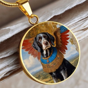Colgante de ángel de pointer alemán de pelo duro, collar para perros GWP, personalizado con opción de grabado, regalos navideños para perros, joya conmemorativa para perros personalizada