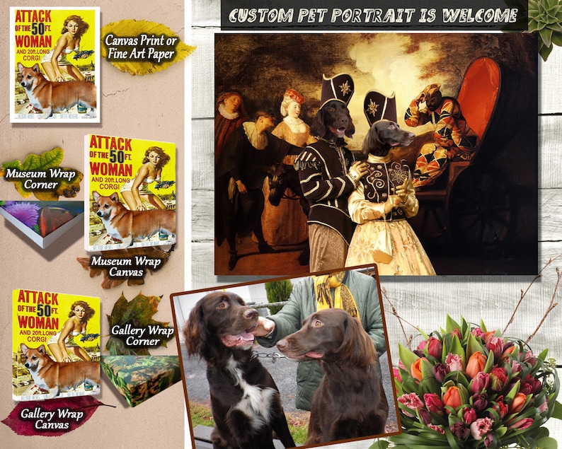 Tri Color Cavalier King Charles Spaniel Portrait in Masterpiece Painting CANVAS Print Prince Charles Dog Nobility DogsGifts