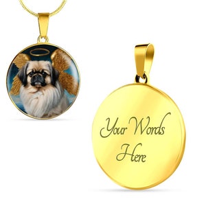 Pekingese Angel Necklace, Pekingese Dog Pendant with Engraving Option, Renaissance Dog Gifts, Custom Dog Memorial Jewelry image 9