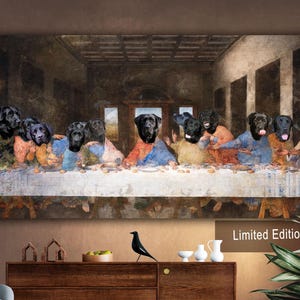 Black Labrador Last Supper Art: Renaissance Dog Canvas Print (Limited Edition), Personalized Pet Portrait image 1