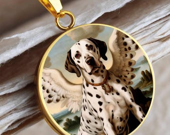 Regalo para recordar a una mascota dálmata fallecida: collar de ángel personalizado para perros, colgante con foto personalizada, joyería conmemorativa.