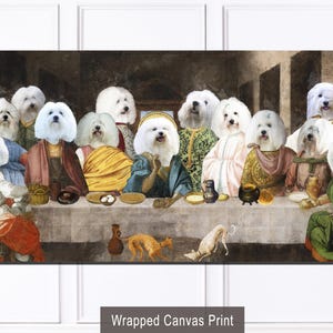 Coton de Tulear Dog Last Supper Art: Renaissance Masterpiece Print, Personalized Pet Portrait image 6