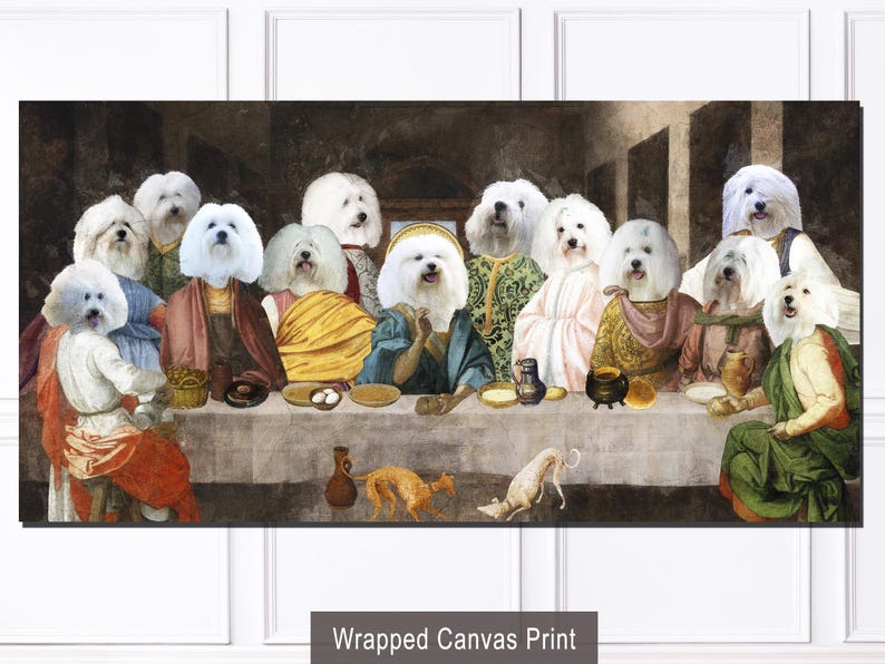Coton de Tulear Dog Last Supper Art: Renaissance Masterpiece Print, Personalized Pet Portrait image 6