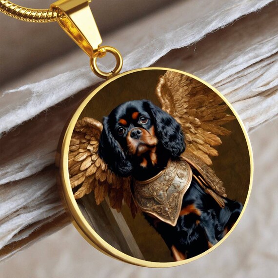 Cavalier King Charles Spaniel Necklace Angel Personalized with Engrave Option Renaissance Dog Dog Pendant Custom Dog Memorial Gifts