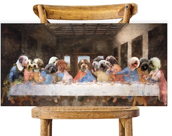 Lagotto Romagnolo Last Supper Canvas Art: Renaissance Dog Mom Gift, Personalized Pet Portrait