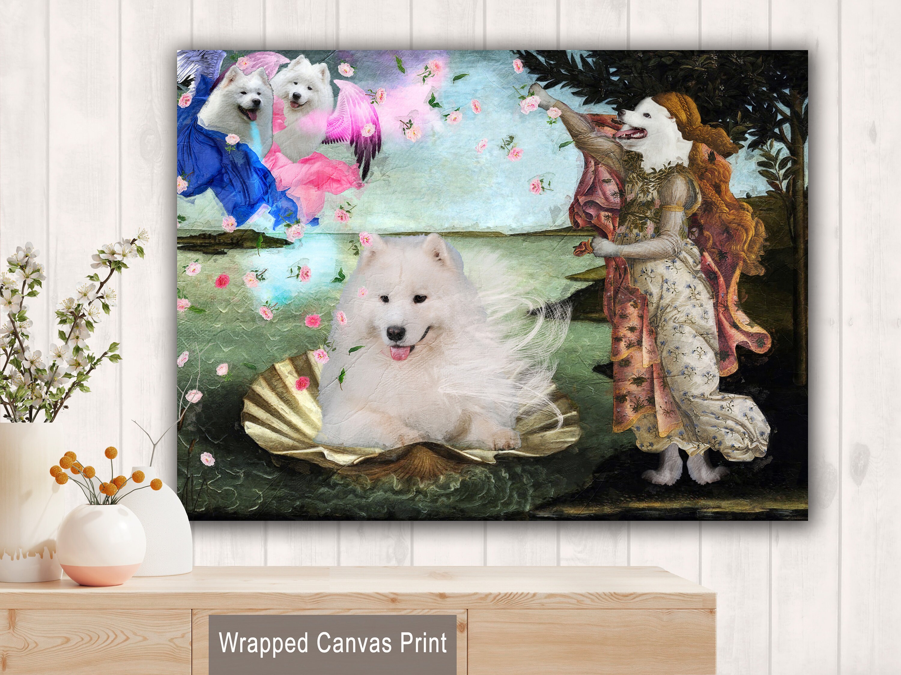 Birth of Samoyed Dog White Dog Art - Etsy Israel