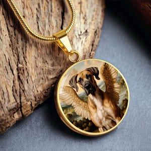 Fawn Great Dane Jewelry, Personalized Dog Angel Necklace, Great Dane Dog Angel Gifts, Engrave Option, Renaissance Dog Memorial Pendant