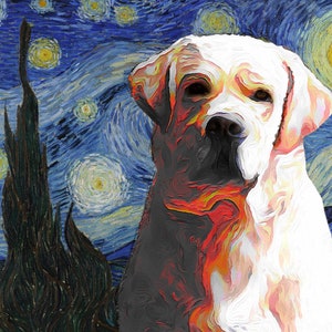 Custom Yellow Labrador Retriever Canvas Art - Starry Night Dog Portrait Print for Mom Dad - Personalized Labrador Gifts
