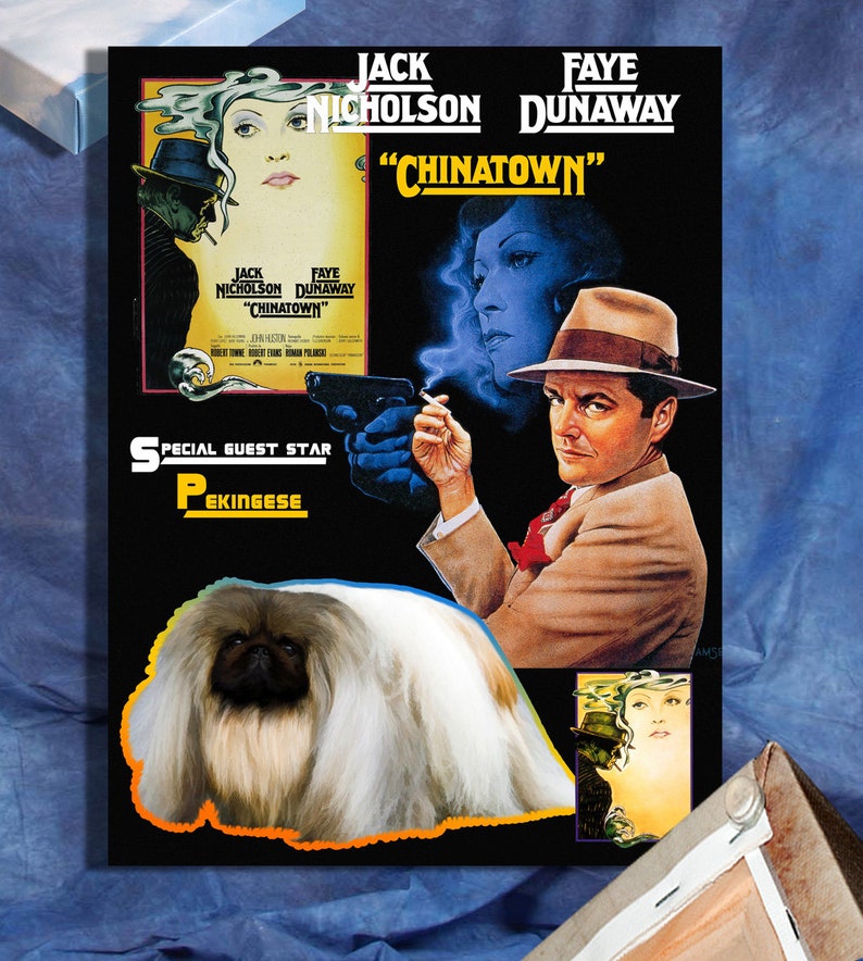 Pekingese Art Chinatown Movie Poster Print Pelchie Gifts by Nobility Dogs