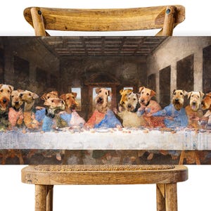 Airedale Terrier Last Supper Canvas Print: Renaissance Dog Art, Personalized Pet Portrait image 7