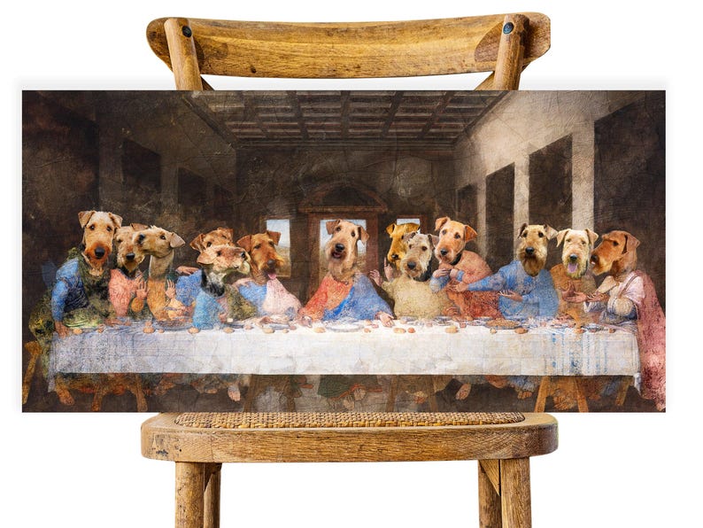 Airedale Terrier Last Supper Canvas Print: Renaissance Dog Art, Personalized Pet Portrait image 7
