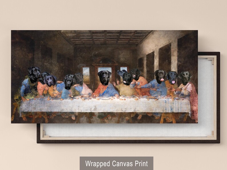 Black Labrador Last Supper Art: Renaissance Dog Canvas Print (Limited Edition), Personalized Pet Portrait image 10