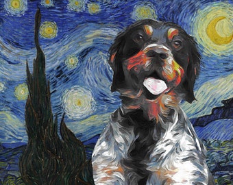 Brittany Spaniel Art Starry Night CANVAS  Van Gogh Customized print Brittany Dog gifts for dog owner xmas for dog mom and dad