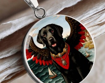 Black Lab Dog Mom Gift - Angel Dog Necklace - Personalized Labrador Photo Memorial Pendant