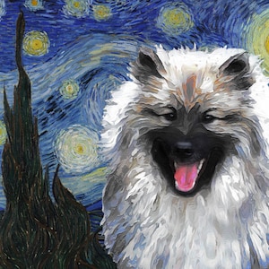 Keeshond Art Starry Night Van Gogh Dog Print Wolfspitz Mom & Dad gifts