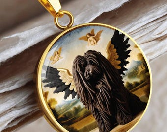 Collar conmemorativo para perro Puli negro - Colgante personalizado con foto de perro - Joyería personalizada de ángel para perros - Pérdida de mascota