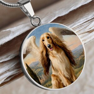 Afghan Hound Angel Necklace, Dog Pendant with Engraving Option, Renaissance Dog Gifts, Custom Dog Memorial Jewelry image 6