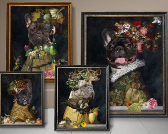 Renaissance French Bulldog Art Print: Four Seasons Dog Portrait