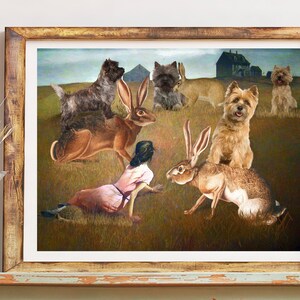 Cairn Terrier Art Christina's World CANVAS Print Dog riding Hare Mom & Dad gifts wall art by Nobility Dogs image 6