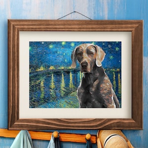 Weimaraner Art CANVAS Starry Night over the Rhone Van Gogh Customized Weimaraner Print and Mug Personalized Dog Portrait Mom & Dad gifts image 6