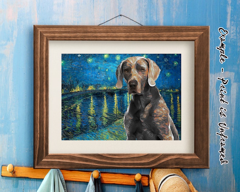 Weimaraner Art CANVAS Starry Night over the Rhone Van Gogh Customized Weimaraner Print and Mug Personalized Dog Portrait Mom & Dad gifts image 6