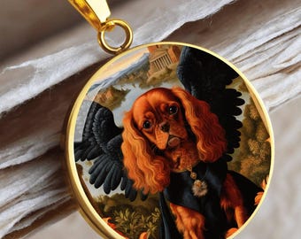 Collar de regalo Ruby Cavalier Angel - Joyería personalizada para perros - Colgante personalizado con foto de mascota - Regalo para mamás perrunas