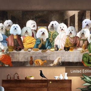 Coton de Tulear Dog Last Supper Art: Renaissance Masterpiece Print, Personalized Pet Portrait image 10