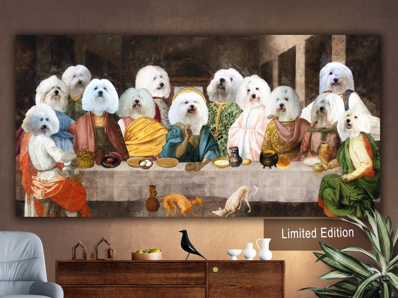 Coton de Tulear Dog Last Supper Art: Renaissance Masterpiece Print, Personalized Pet Portrait image 10