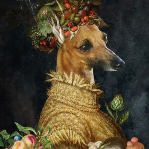 Italienischer Windhund Geschenke, Iggy Hund Kunst, Winter, Frühling, Sommer, Herbst, vier Jahreszeiten Arcimboldo, Renaissance Hund Mama & Papa Geschenke Bild 5