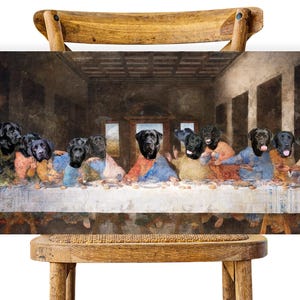 Black Labrador Last Supper Art: Renaissance Dog Canvas Print (Limited Edition), Personalized Pet Portrait image 7