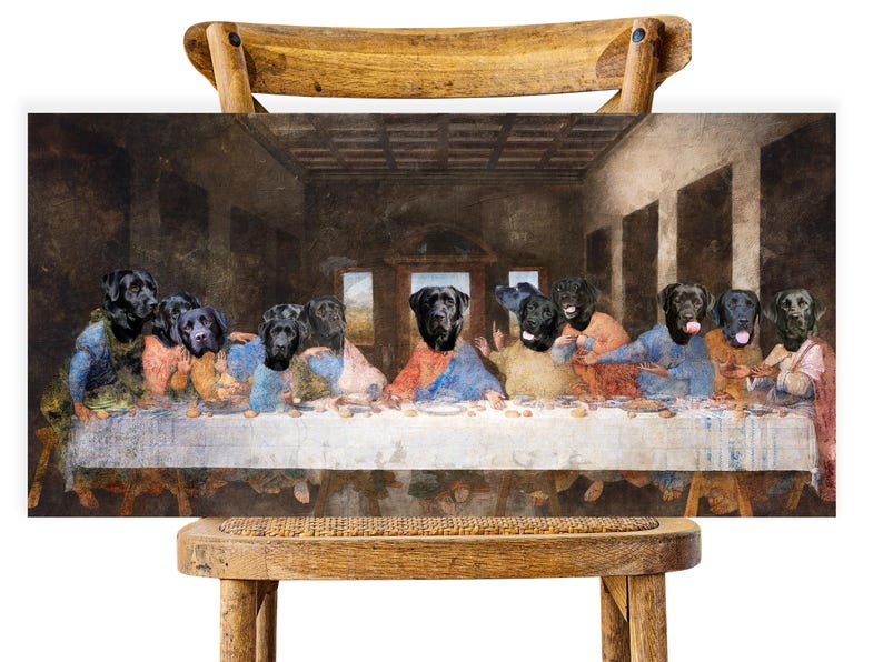 Black Labrador Last Supper Art: Renaissance Dog Canvas Print (Limited Edition), Personalized Pet Portrait image 7