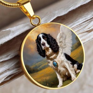 English Springer Spaniel Necklace – Custom Pet Angel Pendant – Personalized Dog Memorial Gift for Pet Lovers