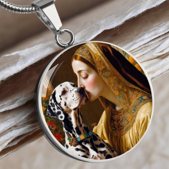 Dalmatiner Hund Halskette, Individueller Dalmatiner Gravur Renaissance Weihnachtsgeschenke, Hund Hunde und Anhänger, Option, Hundeschmuck Jungfrau Maria