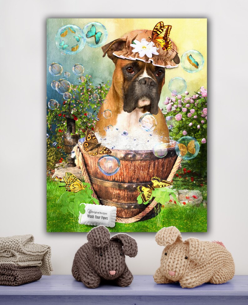 Boxer Hund Kunst waschen Sie Ihre Pfoten wunderliche Fawn Etsy