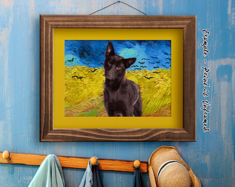 Australian Kelpie Art Wheatfield With Crows Canvas Customized Print Red Kelpie Dog Wall Art Painting Dog Mom Dad Personalized Gifts Pet Supplies Urns Memorials Pinnaclebuckles Com