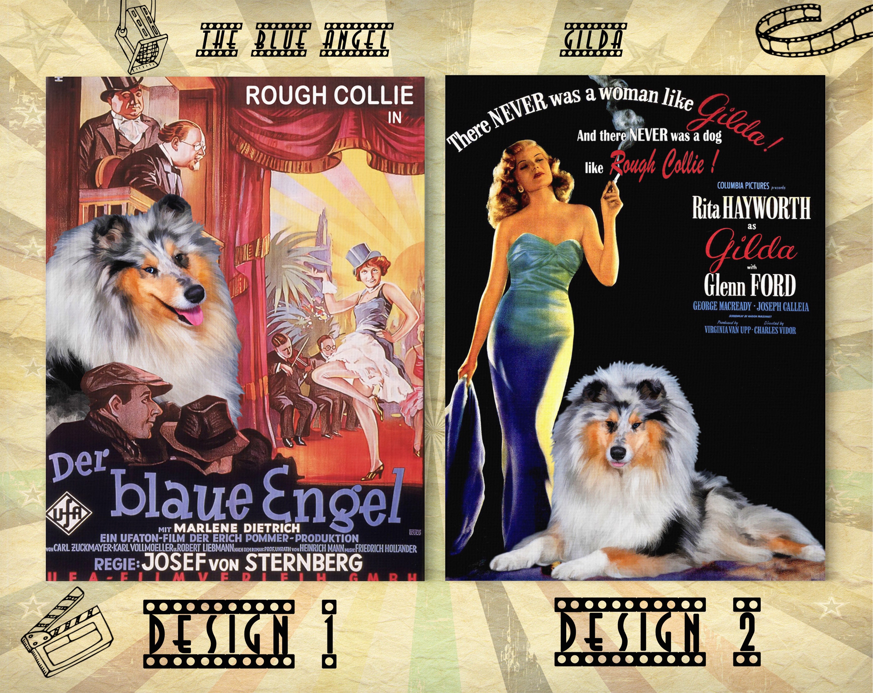 Rough Collie Art The Blue Angel Or Gilda Movie Poster Print Etsy
