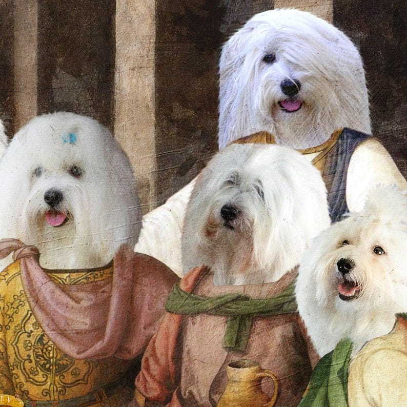 Coton de Tulear Dog Last Supper Art: Renaissance Masterpiece Print, Personalized Pet Portrait image 4
