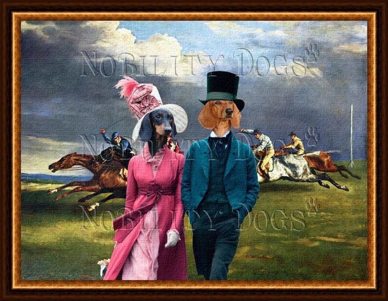 Red and Black Dachshund Art CANVAS Portrait in Masterpiece Painting Print Custom Dog Portrait Wiener Dog Gifts royal pet portrait